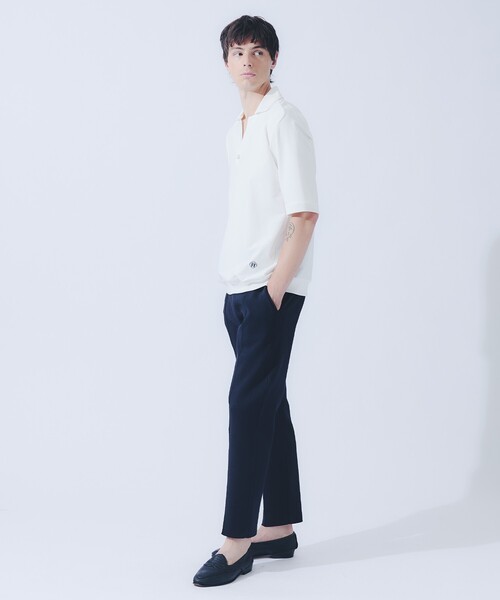 DESIGNWORKS(デザインワークス)の「【セットアップ対応】ドライバーズ ピンタック ニットパンツ(スラックス・メンズ・グレイッシュベージュ/ネイビー・48/46/50)」の18枚目の写真