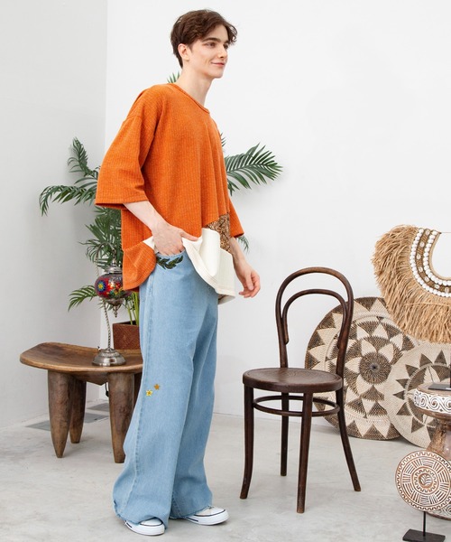 チャイハネ（チャイハネ）の「【チャイハネ】デニム刺繍MEN'Sパンツ（デニムパンツ・メンズ・ブルー/ネイビー・FREE）」の5枚目の写真
