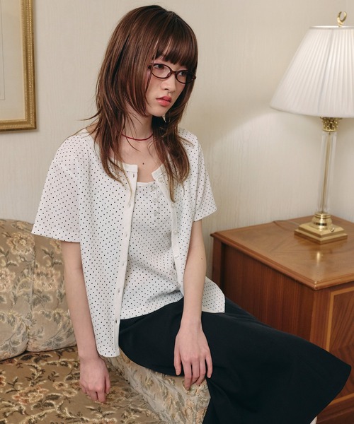 Unblend（アンブレンド）の「【Unblend】2セット ワッフル アソート ヘンリーネックキャミソール/コンパクトカーディガン（カーディガン/ボレロ・レディース・チャコール/ブラック/ライトブルー/杢グレー/オフホワイト・FREE）」の9枚目の写真