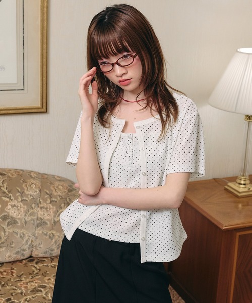 Unblend（アンブレンド）の「【Unblend】2セット ワッフル アソート ヘンリーネックキャミソール/コンパクトカーディガン（カーディガン/ボレロ・レディース・チャコール/ブラック/ライトブルー/杢グレー/オフホワイト・FREE）」の10枚目の写真