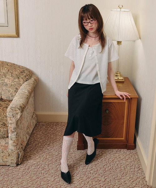 Unblend（アンブレンド）の「【Unblend】2セット ワッフル アソート ヘンリーネックキャミソール/コンパクトカーディガン（カーディガン/ボレロ・レディース・チャコール/ブラック/ライトブルー/杢グレー/オフホワイト・FREE）」の11枚目の写真