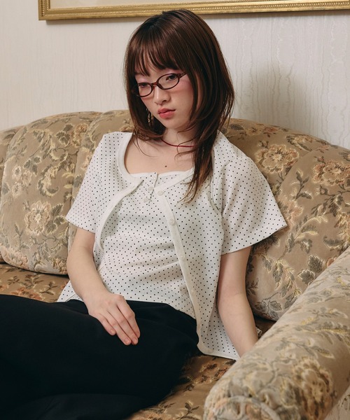 Unblend（アンブレンド）の「【Unblend】2セット ワッフル アソート ヘンリーネックキャミソール/コンパクトカーディガン（カーディガン/ボレロ・レディース・チャコール/ブラック/ライトブルー/杢グレー/オフホワイト・FREE）」の12枚目の写真