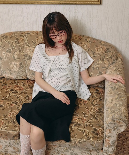 Unblend（アンブレンド）の「【Unblend】2セット ワッフル アソート ヘンリーネックキャミソール/コンパクトカーディガン（カーディガン/ボレロ・レディース・チャコール/ブラック/ライトブルー/杢グレー/オフホワイト・FREE）」の13枚目の写真