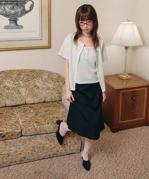 Unblend（アンブレンド）の「【Unblend】2セット ワッフル アソート ヘンリーネックキャミソール/コンパクトカーディガン（カーディガン/ボレロ・レディース・チャコール/ブラック/ライトブルー/杢グレー/オフホワイト・FREE）」の18枚目の写真