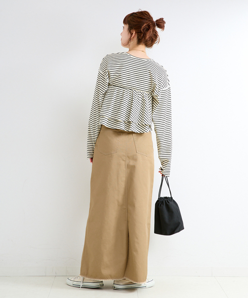 B.C STOCK（ベーセーストック）の「【WEB限定】ウォッシャブル / PLCチノトラペーズスカート（スカート・レディース・ベージュ/ブラック/カーキ・LARGE/MEDIUM/SMALL）」の5枚目の写真