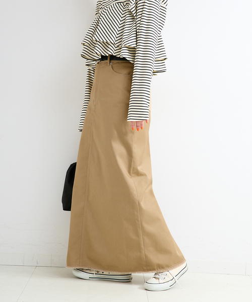 B.C STOCK（ベーセーストック）の「【WEB限定】ウォッシャブル / PLCチノトラペーズスカート（スカート・レディース・ベージュ/ブラック/カーキ・LARGE/MEDIUM/SMALL）」の8枚目の写真