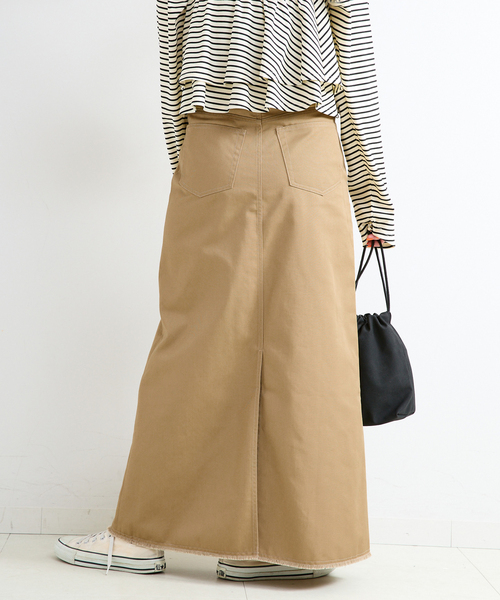 B.C STOCK（ベーセーストック）の「【WEB限定】ウォッシャブル / PLCチノトラペーズスカート（スカート・レディース・ベージュ/ブラック/カーキ・LARGE/MEDIUM/SMALL）」の9枚目の写真