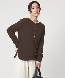 【WEB限定】<at ease>シアーテレコ ヘンリーネック カットソー