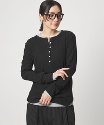 【WEB限定】<at ease>シアーテレコ ヘンリーネック カットソー