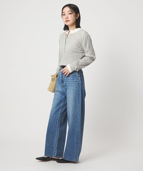 green label relaxing(グリーンレーベルリラクシング)の「【WEB限定】<at ease>シアーテレコ ヘンリーネック カットソー(Tシャツ/カットソー・レディース・ライトグレー/ダークブラウン/ブラック/ホワイト・FREE)」の9枚目の写真