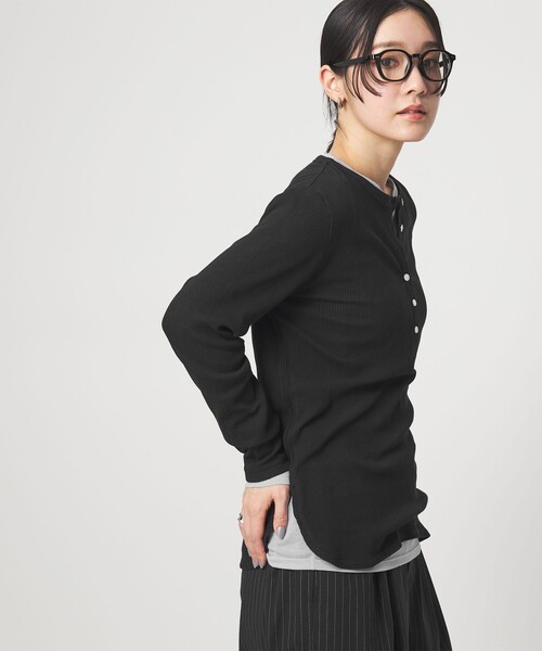 green label relaxing(グリーンレーベルリラクシング)の「【WEB限定】<at ease>シアーテレコ ヘンリーネック カットソー(Tシャツ/カットソー・レディース・ライトグレー/ダークブラウン/ブラック/ホワイト・FREE)」の12枚目の写真
