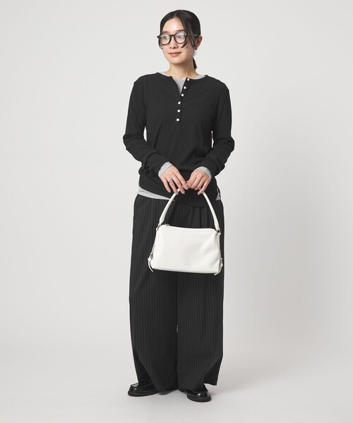 green label relaxing(グリーンレーベルリラクシング)の「【WEB限定】<at ease>シアーテレコ ヘンリーネック カットソー(Tシャツ/カットソー・レディース・ライトグレー/ダークブラウン/ブラック/ホワイト・FREE)」の14枚目の写真