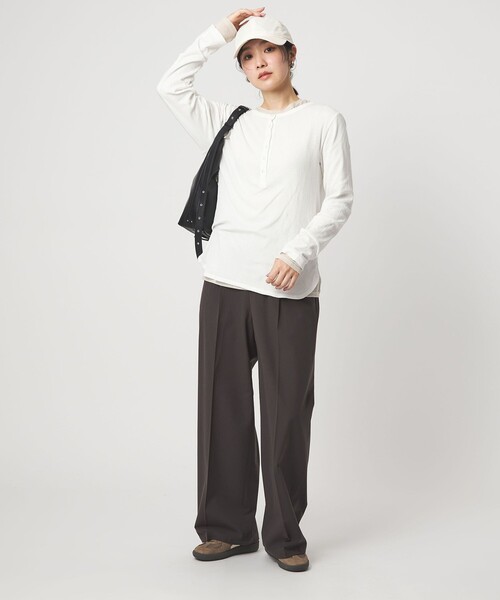 green label relaxing(グリーンレーベルリラクシング)の「【WEB限定】<at ease>シアーテレコ ヘンリーネック カットソー(Tシャツ/カットソー・レディース・ライトグレー/ダークブラウン/ブラック/ホワイト・FREE)」の19枚目の写真