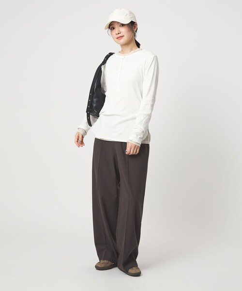green label relaxing(グリーンレーベルリラクシング)の「【WEB限定】<at ease>シアーテレコ ヘンリーネック カットソー(Tシャツ/カットソー・レディース・ライトグレー/ダークブラウン/ブラック/ホワイト・FREE)」の20枚目の写真
