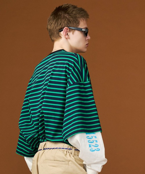 SeeSew(シーソー)の「【UNISEX】DOPE LAYERD LONG TEE/ドープレイヤードロングスリーブTシャツ(Tシャツ/カットソー・メンズ・ブラック/グリーン・M/L)」の10枚目の写真