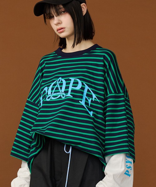 SeeSew(シーソー)の「【UNISEX】DOPE LAYERD LONG TEE/ドープレイヤードロングスリーブTシャツ(Tシャツ/カットソー・メンズ・ブラック/グリーン・M/L)」の15枚目の写真