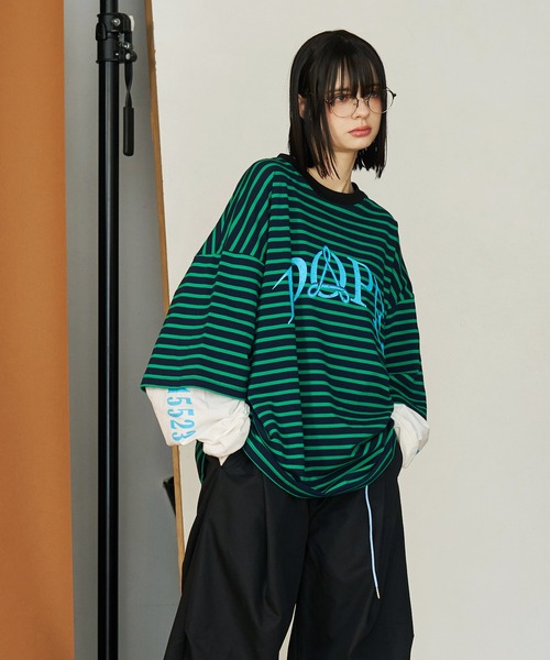 SeeSew(シーソー)の「【UNISEX】DOPE LAYERD LONG TEE/ドープレイヤードロングスリーブTシャツ(Tシャツ/カットソー・メンズ・ブラック/グリーン・M/L)」の18枚目の写真