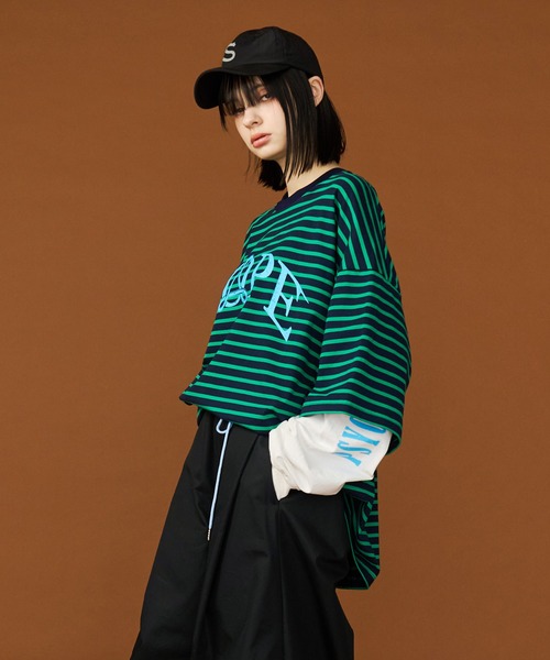 SeeSew(シーソー)の「【UNISEX】DOPE LAYERD LONG TEE/ドープレイヤードロングスリーブTシャツ(Tシャツ/カットソー・メンズ・ブラック/グリーン・M/L)」の14枚目の写真