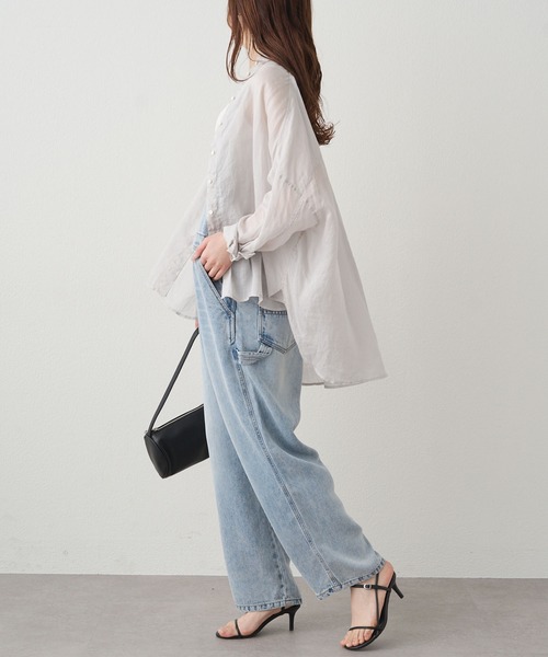 PUAL CE CIN(ピュアルセシン)の「ラミーオーバーシャツブラウス(シャツ/ブラウス・レディース・ライトグレー/ネイビー/サックスブルー/ピンク/キャメル・FREE)」の9枚目の写真