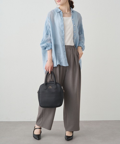 PUAL CE CIN(ピュアルセシン)の「ラミーオーバーシャツブラウス(シャツ/ブラウス・レディース・ライトグレー/ネイビー/サックスブルー/ピンク/キャメル・FREE)」の17枚目の写真