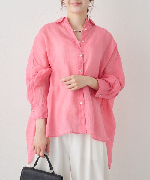 PUAL CE CIN(ピュアルセシン)の「ラミーオーバーシャツブラウス(シャツ/ブラウス・レディース・ライトグレー/ネイビー/サックスブルー/ピンク/キャメル・FREE)」の20枚目の写真