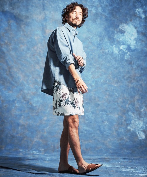 Jih Nunc（ジーヌンク）の「mp14618-フラワー総柄プリントタックショートパンツ(JIH-R1173)（その他パンツ・メンズ・ホワイト/ネイビー/ライトベージュ・S/M/L）」の8枚目の写真