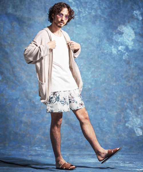 Jih Nunc（ジーヌンク）の「mp14618-フラワー総柄プリントタックショートパンツ(JIH-R1173)（その他パンツ・メンズ・ホワイト/ネイビー/ライトベージュ・S/M/L）」の10枚目の写真