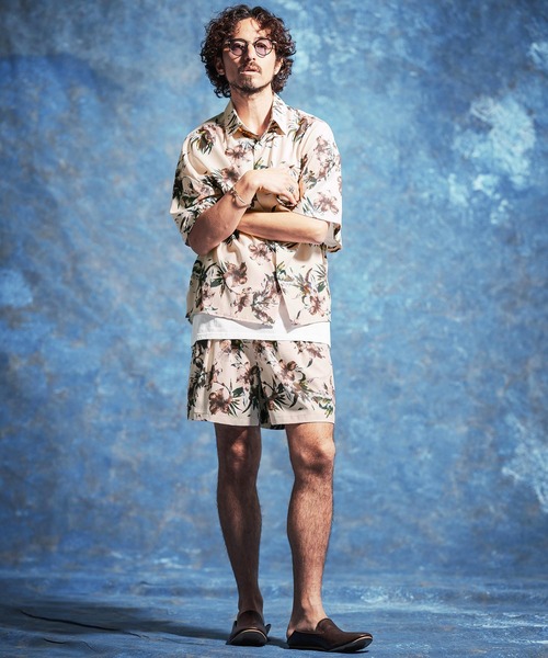 Jih Nunc（ジーヌンク）の「mp14618-フラワー総柄プリントタックショートパンツ(JIH-R1173)（その他パンツ・メンズ・ホワイト/ネイビー/ライトベージュ・S/M/L）」の16枚目の写真