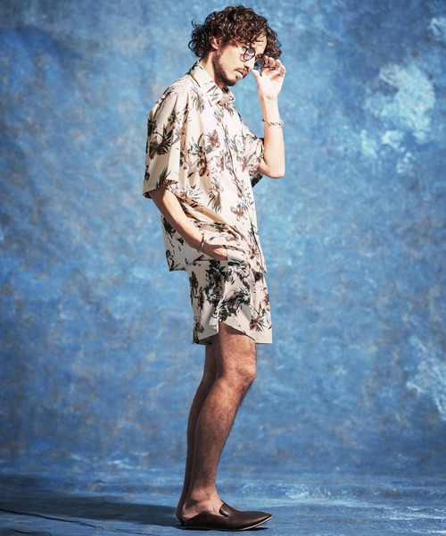 Jih Nunc（ジーヌンク）の「mp14618-フラワー総柄プリントタックショートパンツ(JIH-R1173)（その他パンツ・メンズ・ホワイト/ネイビー/ライトベージュ・S/M/L）」の17枚目の写真