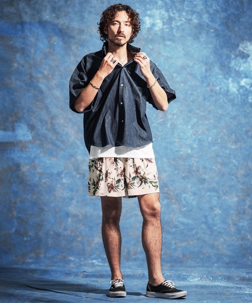 Jih Nunc（ジーヌンク）の「mp14618-フラワー総柄プリントタックショートパンツ(JIH-R1173)（その他パンツ・メンズ・ホワイト/ネイビー/ライトベージュ・S/M/L）」の18枚目の写真