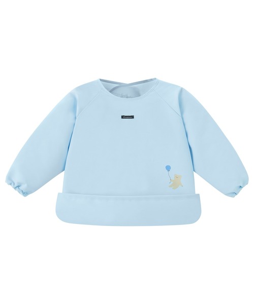 combimini（コンビミニ）の「はっ水ナイロン長袖お食事カラーエプロン（マグ/哺乳瓶/お食事グッズ・キッズ・ネイビー/サックスブルー/ピンク/エメラルド/クリーム・L/M）」の4枚目の写真