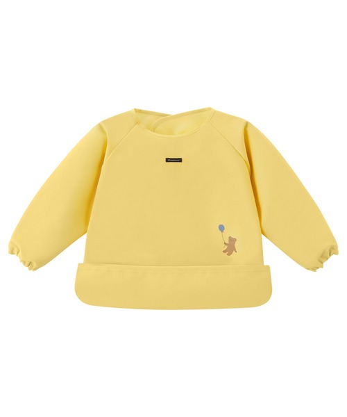 combimini（コンビミニ）の「はっ水ナイロン長袖お食事カラーエプロン（マグ/哺乳瓶/お食事グッズ・キッズ・ネイビー/サックスブルー/ピンク/エメラルド/クリーム・L/M）」の2枚目の写真