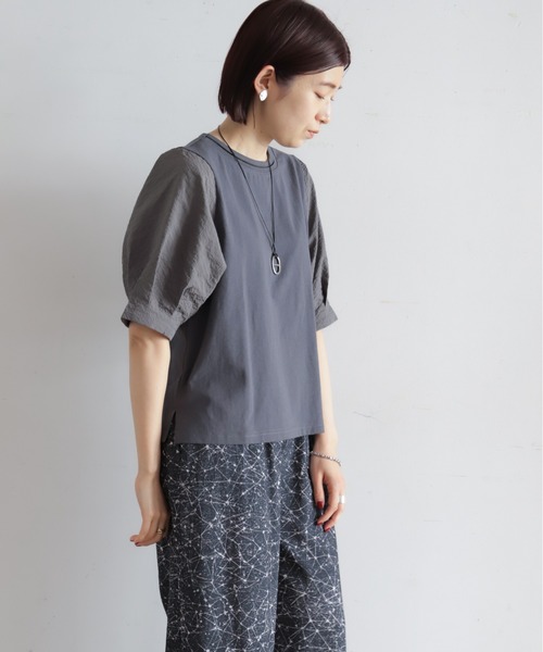 ハシゴ刺繍布帛カットコンビ 5分袖プルオーバー | NOMBRE IMPAIR