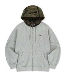 TAG CAMO BLOCK HOOD ZIP UP - MELANGE GREY
