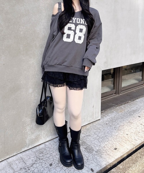 INGNI（イング）の「肩ベルト付ナンバリングスウェットトップス（スウェット・レディース・オートミール/チャコールグレー/ネイビー/カモフラージュ・M）」の10枚目の写真