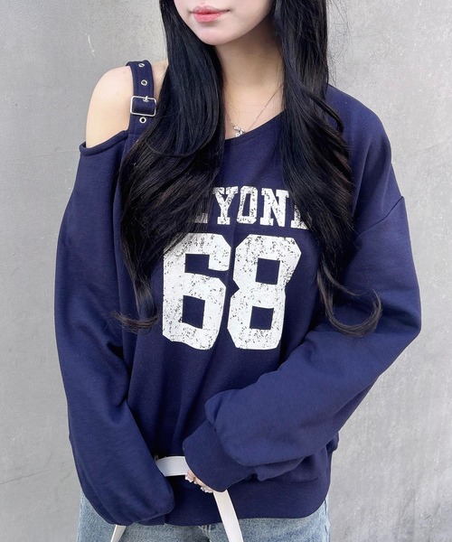 INGNI（イング）の「肩ベルト付ナンバリングスウェットトップス（スウェット・レディース・オートミール/チャコールグレー/ネイビー/カモフラージュ・M）」の21枚目の写真