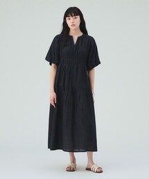 ティアード切り替え コットンドレス マキシ丈 ワンピース（ワンピース