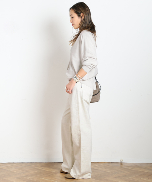 AP STUDIO（エーピーストゥディオ）の「ピグメントダイヘンリーネックニット（ニット/セーター・レディース・アイボリー/スミクロ・FREE）」の6枚目の写真