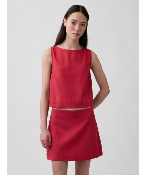 GAP(ギャップ)の「リネンブレンド クロップド シェルタンクトップ(シャツ/ブラウス・レディース・ブラック/ブラック系その他/ブラウン/レッド・XXS/L/M/S/XS)」の1枚目の写真