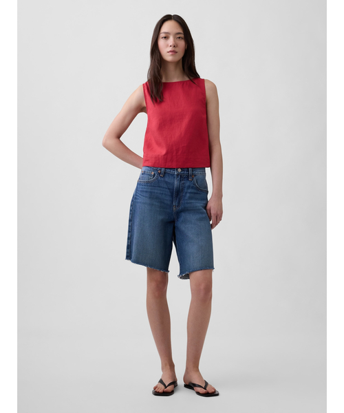 GAP(ギャップ)の「リネンブレンド クロップド シェルタンクトップ(シャツ/ブラウス・レディース・ブラック/ブラック系その他/ブラウン/レッド・XXS/L/M/S/XS)」の5枚目の写真