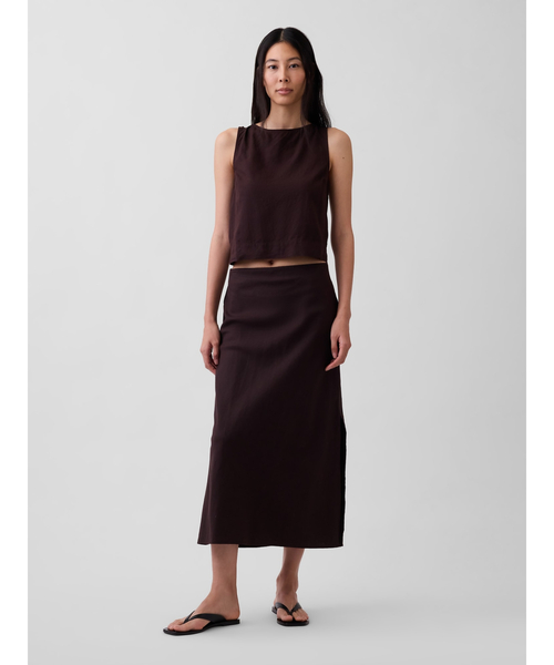 GAP(ギャップ)の「リネンブレンド クロップド シェルタンクトップ(シャツ/ブラウス・レディース・ブラック/ブラック系その他/ブラウン/レッド・XXS/L/M/S/XS)」の6枚目の写真