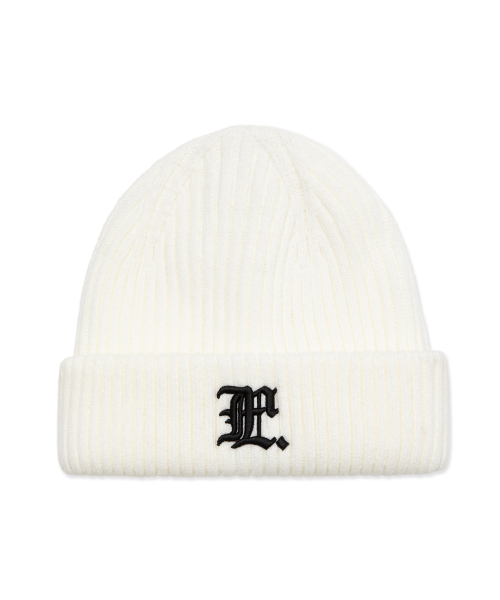 セール】GOTHIC BOLD BEANIE ivory（ニットキャップ/ビーニー）｜LMC