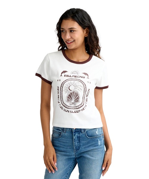 BILLABONG(ビラボン)の「BILLABONG ウィメンズ RINGER BABY FIT TEE Tシャツ 【2026年春夏モデル】(Tシャツ/カットソー・レディース・ホワイト/オフホワイト・MEDIUM)」の2枚目の写真