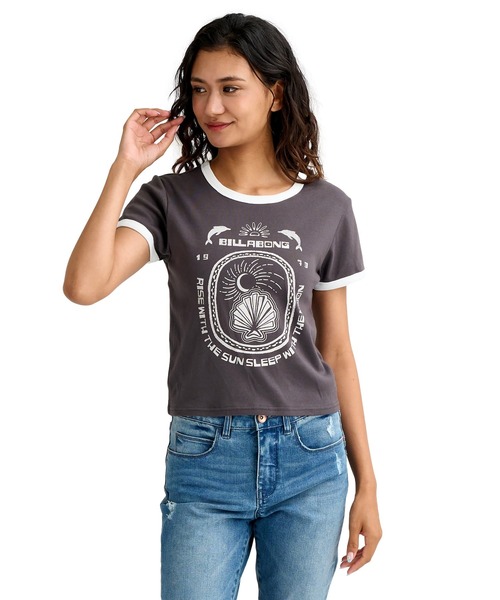 BILLABONG(ビラボン)の「BILLABONG ウィメンズ RINGER BABY FIT TEE Tシャツ 【2026年春夏モデル】(Tシャツ/カットソー・レディース・ホワイト/オフホワイト・MEDIUM)」の1枚目の写真