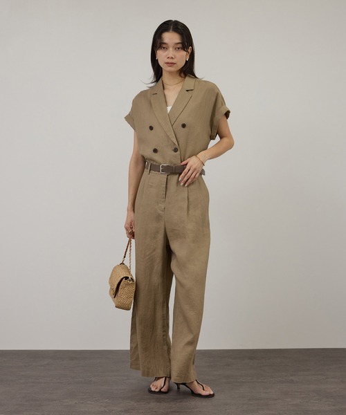 SALON adam et rope'（サロン アダム エ ロペ）の「【WEB限定】ヨーロピアンリネンテーラードオールインワン（つなぎ/オールインワン・レディース・チャコールグレー/ベージュ・M/S）」の2枚目の写真