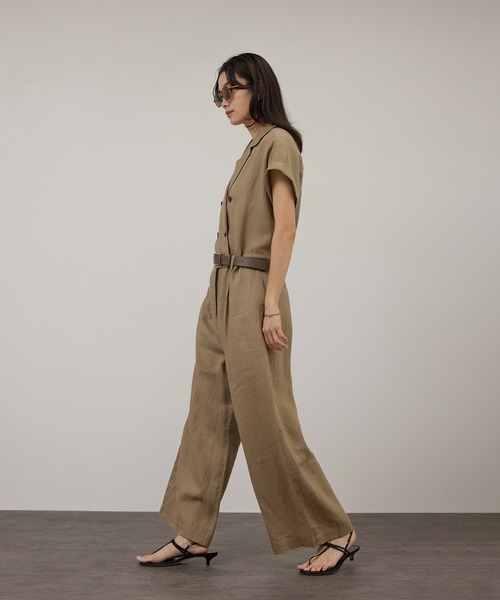 SALON adam et rope'（サロン アダム エ ロペ）の「【WEB限定】ヨーロピアンリネンテーラードオールインワン（つなぎ/オールインワン・レディース・チャコールグレー/ベージュ・M/S）」の5枚目の写真