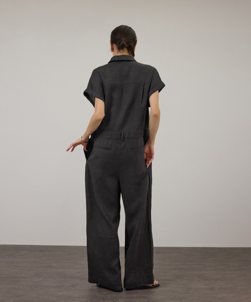 SALON adam et rope'（サロン アダム エ ロペ）の「【WEB限定】ヨーロピアンリネンテーラードオールインワン（つなぎ/オールインワン・レディース・チャコールグレー/ベージュ・M/S）」の6枚目の写真