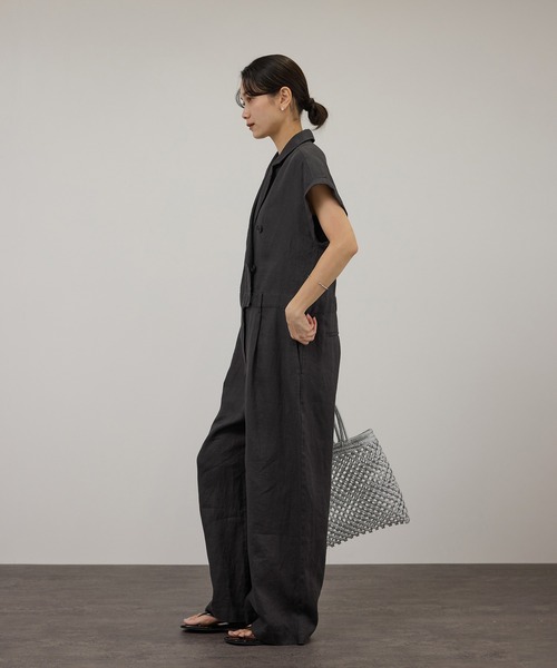 SALON adam et rope'（サロン アダム エ ロペ）の「【WEB限定】ヨーロピアンリネンテーラードオールインワン（つなぎ/オールインワン・レディース・チャコールグレー/ベージュ・M/S）」の7枚目の写真