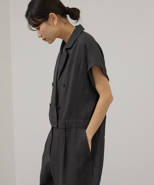 SALON adam et rope'（サロン アダム エ ロペ）の「【WEB限定】ヨーロピアンリネンテーラードオールインワン（つなぎ/オールインワン・レディース・チャコールグレー/ベージュ・M/S）」の8枚目の写真