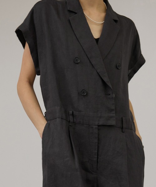 SALON adam et rope'（サロン アダム エ ロペ）の「【WEB限定】ヨーロピアンリネンテーラードオールインワン（つなぎ/オールインワン・レディース・チャコールグレー/ベージュ・M/S）」の9枚目の写真